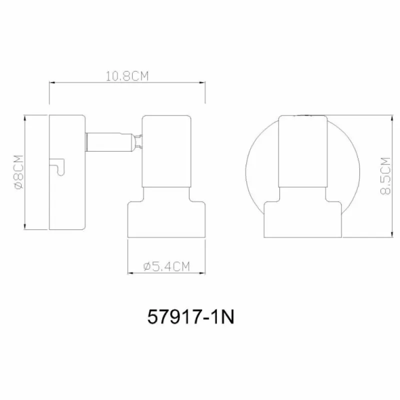 Luminaires Globo Lighting Mason Plafonnier, Spot de plafond, Applique murale, Spot mural Chrome, Noir, 1 lumière* Spots Et Projecteurs