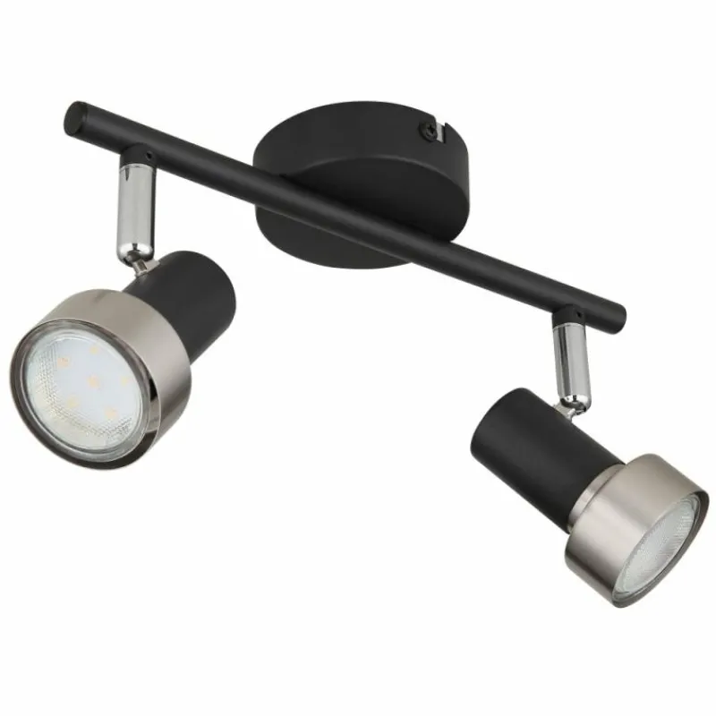 Luminaires Globo Lighting Mason Plafonnier, Spot de plafond, Applique murale, Spot mural Chrome, Noir, 2 lumières* Spots Et Projecteurs