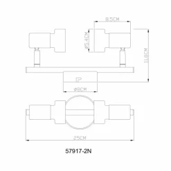 Luminaires Globo Lighting Mason Plafonnier, Spot de plafond, Applique murale, Spot mural Chrome, Noir, 2 lumières* Spots Et Projecteurs