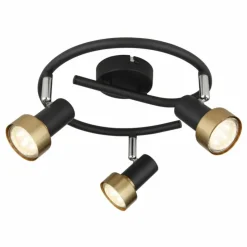 Lampes Dorées-Luminaires Globo Lighting Mason Plafonnier, Spot de plafond, Applique murale, Spot mural Chrome, Noir, 3 lumières