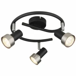 Luminaires Globo Lighting Mason Plafonnier, Spot de plafond, Applique murale, Spot mural Chrome, Noir, 3 lumières* Spots Et Projecteurs