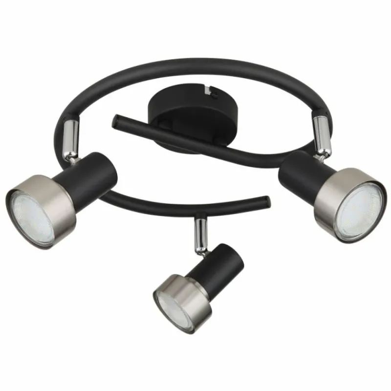 Luminaires Globo Lighting Mason Plafonnier, Spot de plafond, Applique murale, Spot mural Chrome, Noir, 3 lumières* Spots Et Projecteurs