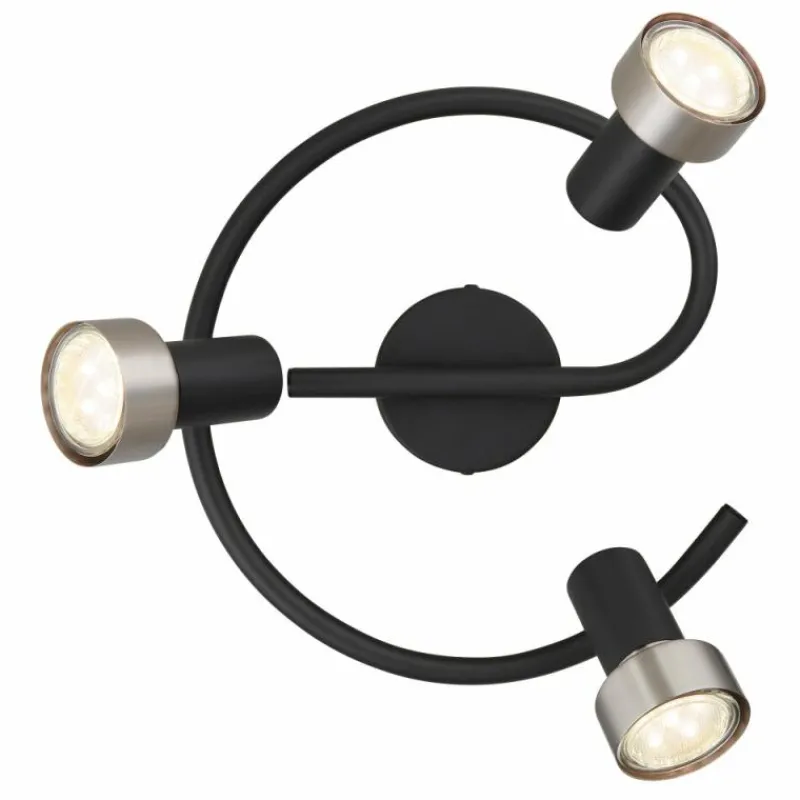 Luminaires Globo Lighting Mason Plafonnier, Spot de plafond, Applique murale, Spot mural Chrome, Noir, 3 lumières* Spots Et Projecteurs