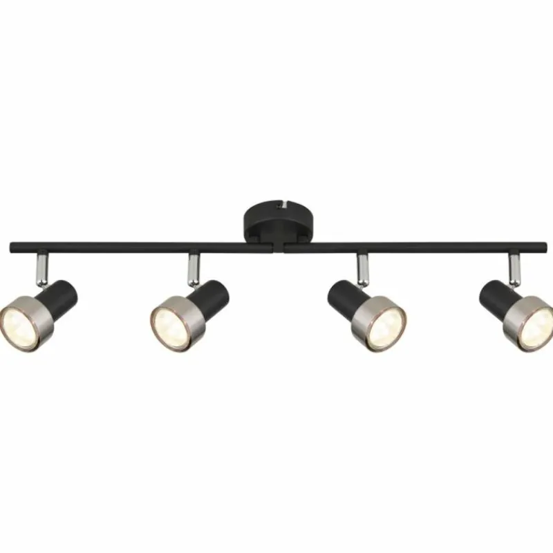 Luminaires Globo Lighting Mason Plafonnier, Spot de plafond, Applique murale, Spot mural Chrome, Noir, 4 lumières* Spots Et Projecteurs
