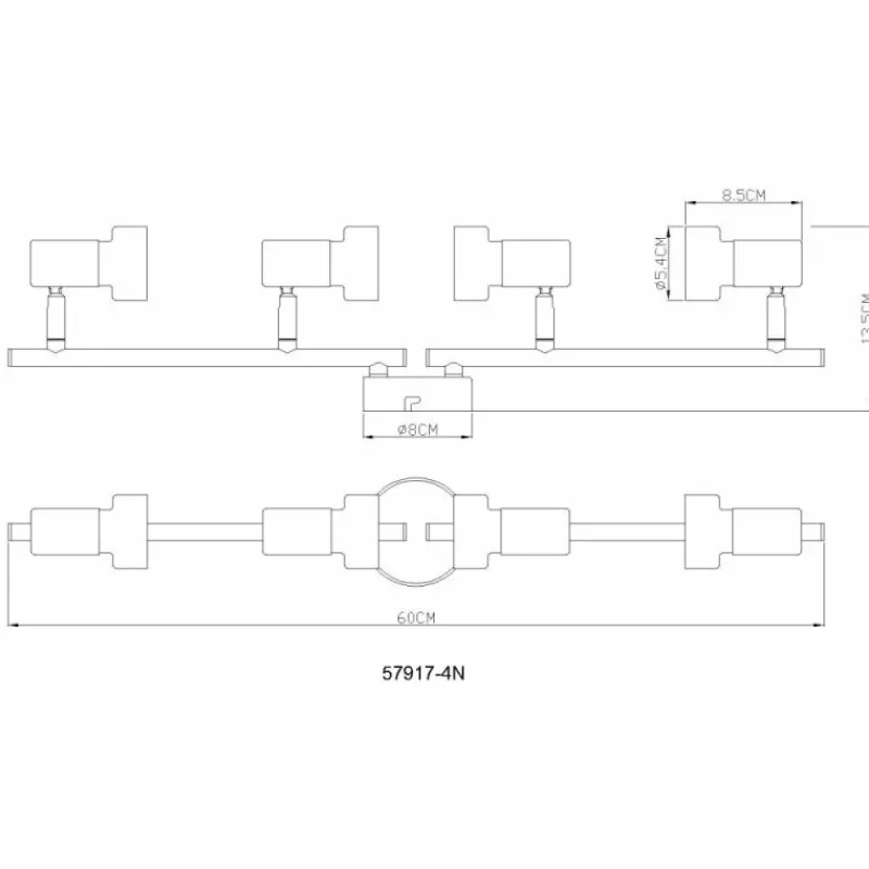 Luminaires Globo Lighting Mason Plafonnier, Spot de plafond, Applique murale, Spot mural Chrome, Noir, 4 lumières* Spots Et Projecteurs