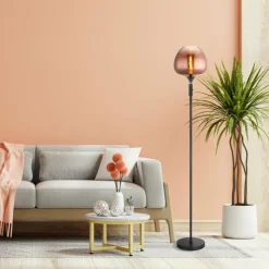 Luminaires Globo Lighting Maxy Lampadaire Chrome, Noir, 1 lumière