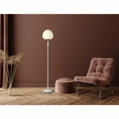 Luminaires Globo Lighting Maxy Lampadaire Chrome, Blanc, 1 lumière