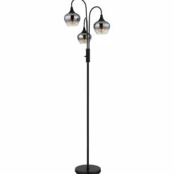 Suspension Verre Fumé-Luminaires Globo Lighting Maxy Lampadaire Noir, 3 lumières
