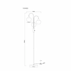Suspension Verre Fumé-Luminaires Globo Lighting Maxy Lampadaire Noir, 3 lumières