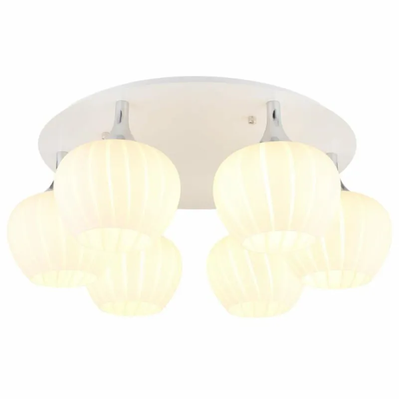 Luminaires Globo Lighting Maxy Plafonnier Chrome, Blanc, 6 lumières