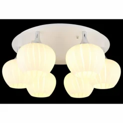 Luminaires Globo Lighting Maxy Plafonnier Chrome, Blanc, 6 lumières