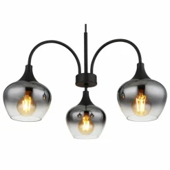 Suspension Verre Fumé-Luminaires Globo Lighting Maxy Suspension Noir, 3 lumières