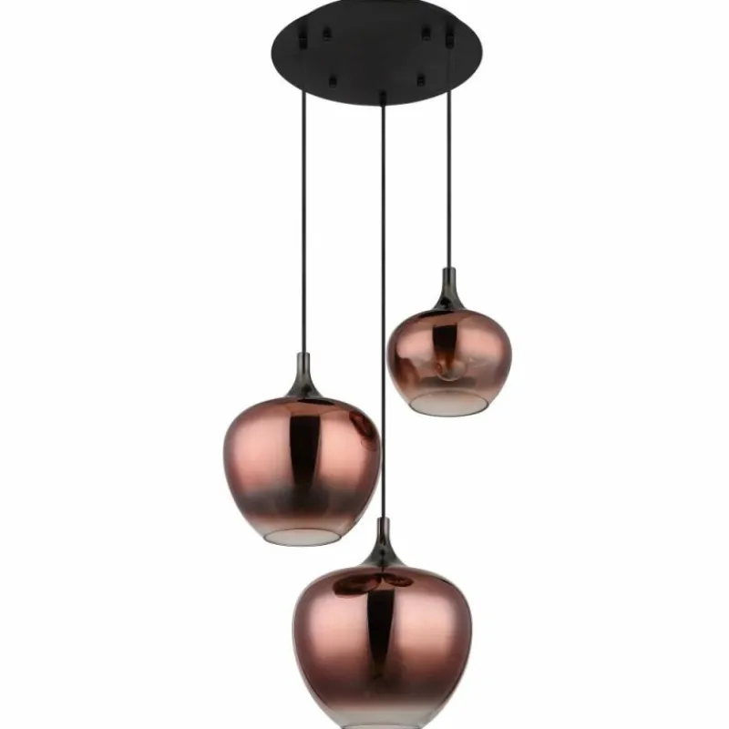 Luminaires Globo Lighting Maxy Suspension Chrome, Noir, 3 lumières