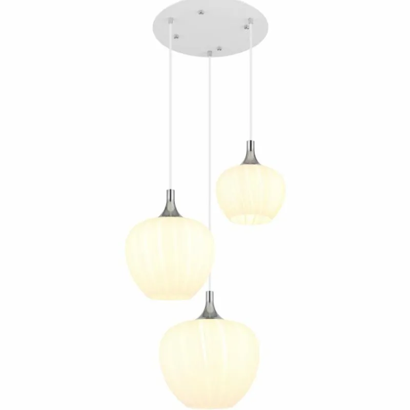 Luminaires Globo Lighting Maxy Suspension Chrome, Blanc, 3 lumières