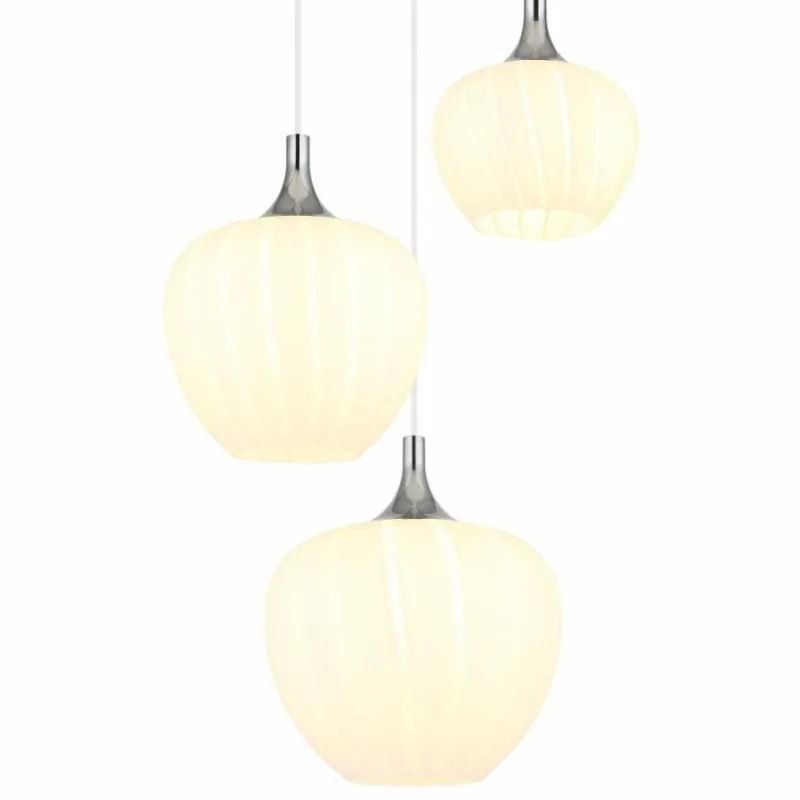 Luminaires Globo Lighting Maxy Suspension Chrome, Blanc, 3 lumières