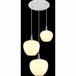 Luminaires Globo Lighting Maxy Suspension Chrome, Blanc, 3 lumières