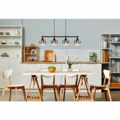 Suspension Verre Fumé-Luminaires Globo Lighting Maxy Suspension Noir, 4 lumières