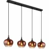 Luminaires Globo Lighting Maxy Suspension Chrome, Noir, 4 lumières