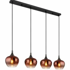 Luminaires Globo Lighting Maxy Suspension Chrome, Noir, 4 lumières