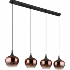 Luminaires Globo Lighting Maxy Suspension Chrome, Noir, 4 lumières