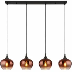 Luminaires Globo Lighting Maxy Suspension Chrome, Noir, 4 lumières