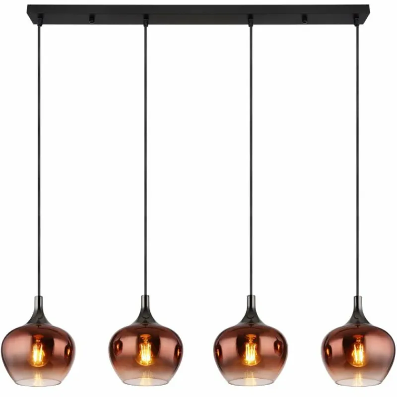 Luminaires Globo Lighting Maxy Suspension Chrome, Noir, 4 lumières