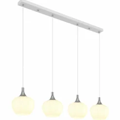 Luminaires Globo Lighting Maxy Suspension Chrome, Blanc, 4 lumières