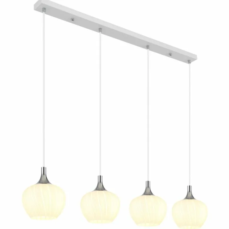Luminaires Globo Lighting Maxy Suspension Chrome, Blanc, 4 lumières