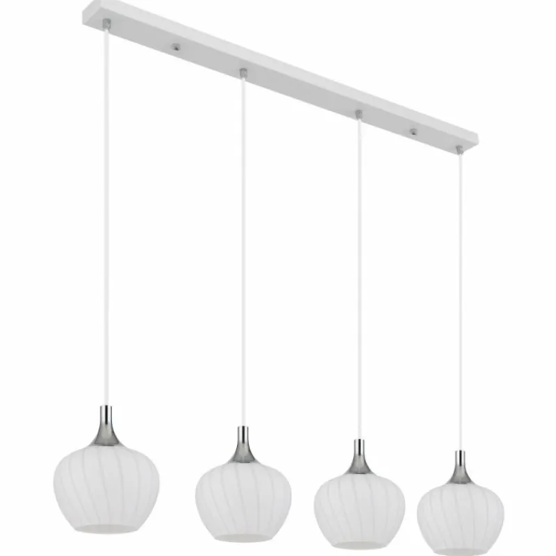 Luminaires Globo Lighting Maxy Suspension Chrome, Blanc, 4 lumières