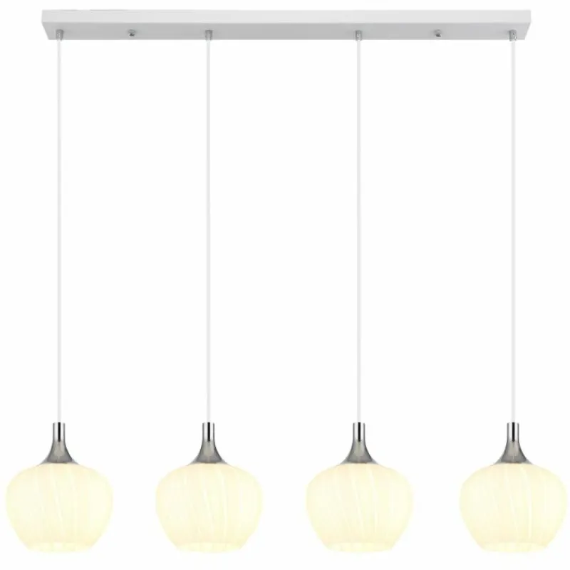 Luminaires Globo Lighting Maxy Suspension Chrome, Blanc, 4 lumières