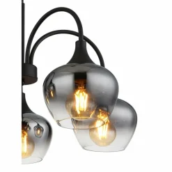 Suspension Verre Fumé-Luminaires Globo Lighting Maxy Suspension Noir, 5 lumières