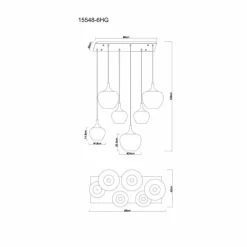 Luminaires Globo Lighting Maxy Suspension Chrome, Noir, 6 lumières