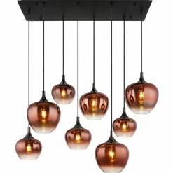 Luminaires Globo Lighting Maxy Suspension Chrome, Noir, 8 lumières