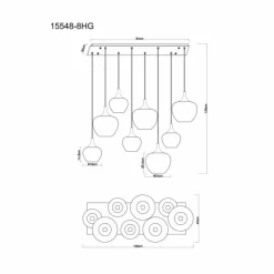 Luminaires Globo Lighting Maxy Suspension Chrome, Noir, 8 lumières