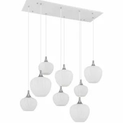 Luminaires Globo Lighting Maxy Suspension Chrome, Blanc, 8 lumières