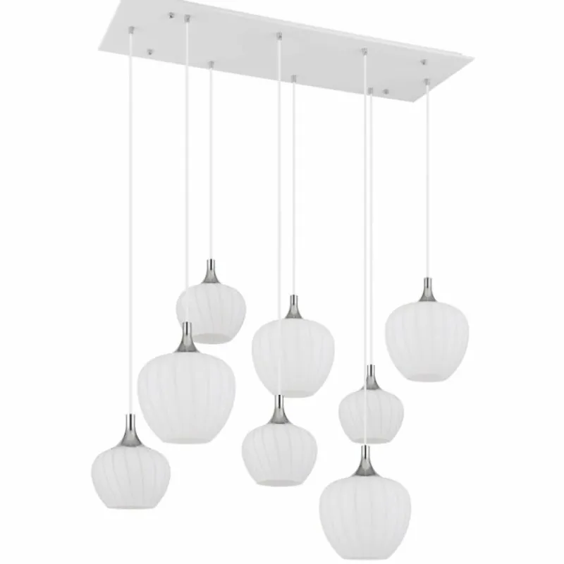 Luminaires Globo Lighting Maxy Suspension Chrome, Blanc, 8 lumières