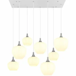 Luminaires Globo Lighting Maxy Suspension Chrome, Blanc, 8 lumières