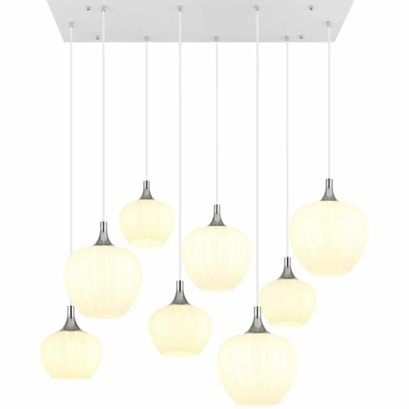 Luminaires Globo Lighting Maxy Suspension Chrome, Blanc, 8 lumières