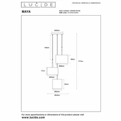 Lampes En Tissu-Luminaires Lucide MAYA Suspension Noir, 3 lumières