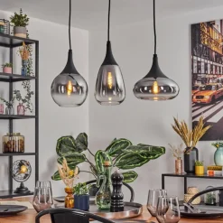 hofstein Maynal Suspension, Boule lumineuse, Suspension Clair, Fumé, 3 lumières