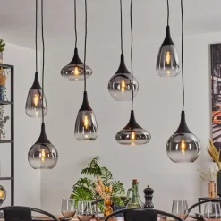 hofstein Maynal Suspension, Boule lumineuse, Suspension Clair, Fumé, 8 lumières