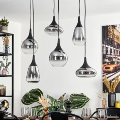 hofstein Maynal Suspension, Boule lumineuse, Suspension Clair, Fumé, 6 lumières