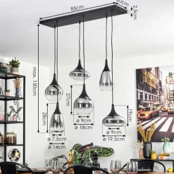 hofstein Maynal Suspension, Boule lumineuse, Suspension Clair, Fumé, 6 lumières