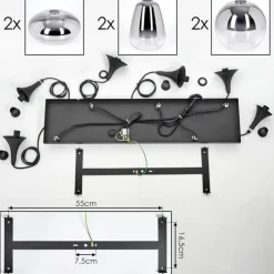 hofstein Maynal Suspension, Boule lumineuse, Suspension Clair, Fumé, 6 lumières