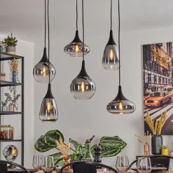 hofstein Maynal Suspension, Boule lumineuse, Suspension Clair, Fumé, 6 lumières