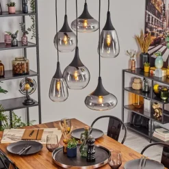 hofstein Maynal Suspension, Boule lumineuse, Suspension Clair, Fumé, 6 lumières