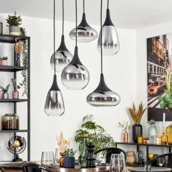 hofstein Maynal Suspension, Boule lumineuse, Suspension Clair, Fumé, 6 lumières