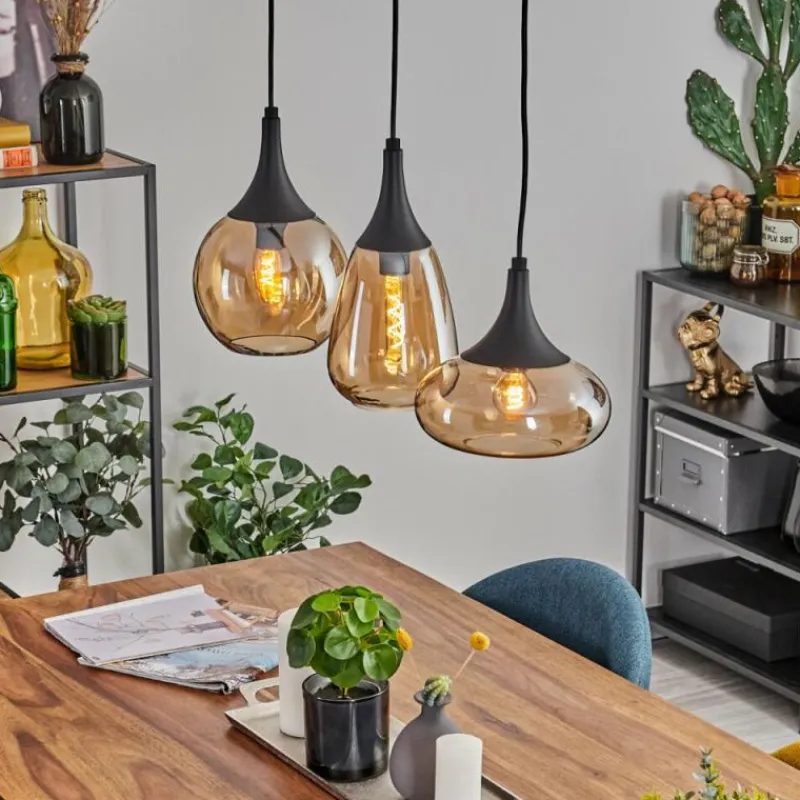 hofstein Maynal Suspension Noir, 3 lumières