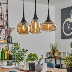 hofstein Maynal Suspension Noir, 3 lumières