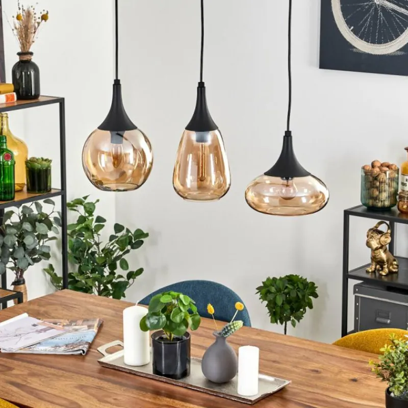 hofstein Maynal Suspension Noir, 3 lumières